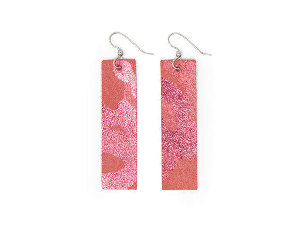 Glamper in Pink Four Corners Leather Earrings