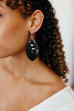 Load image into Gallery viewer, Spotted in White with Black Fringe Layered Earrings
