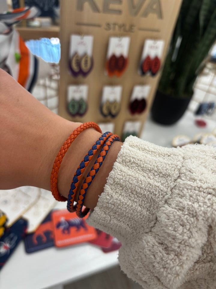 Braided Bracelet - Orange + Blue