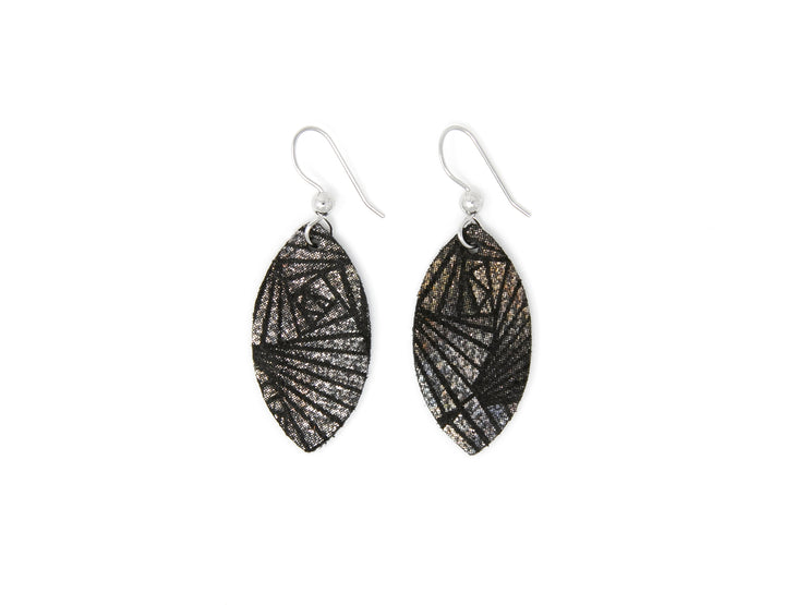 Fanfare Black Leather Earrings