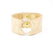 Load image into Gallery viewer, Fanfare Gold Leather Cuff
