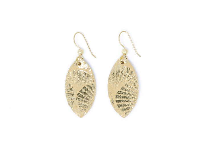 Fanfare Gold Leather Earrings