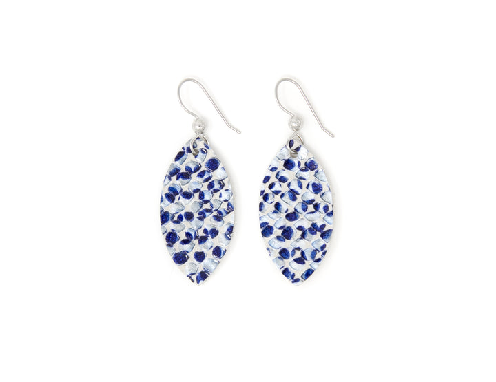 Blue Pearl Leather Earrings