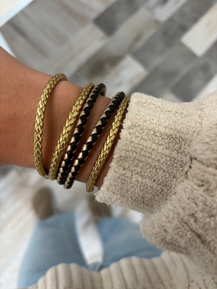 Braided Bracelet - Black + Gold