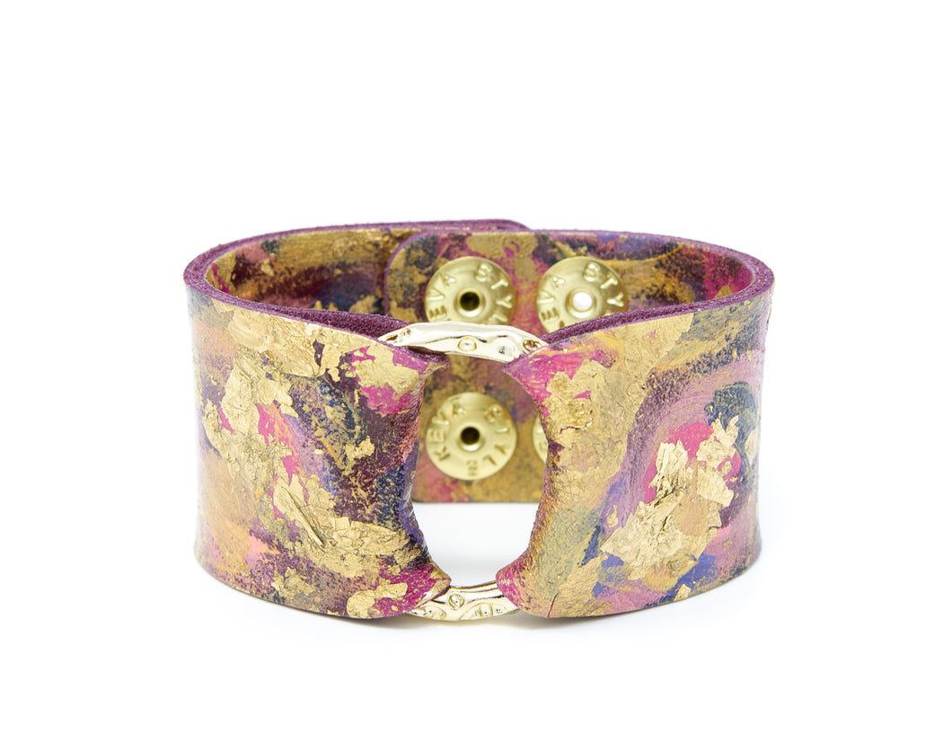 The Margaret Ann Leather Cuff | Hand-Painted by Lauren Wade