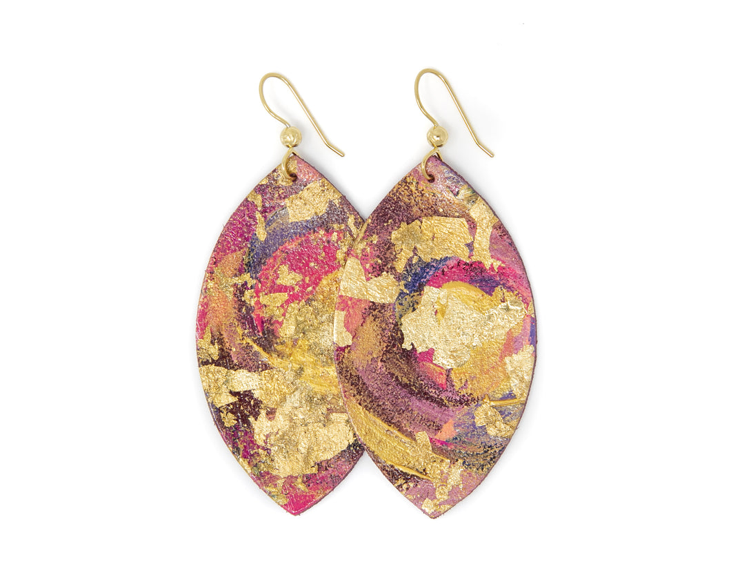 The Margaret Ann Leather Earrings | Hand-Painted By Lauren Wade