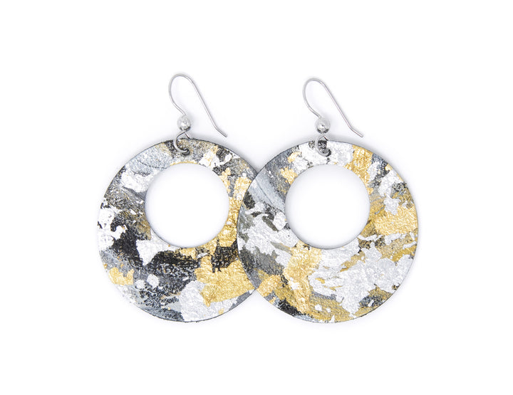 The Phyllis Hoop de Hoop Leather Earrings | Hand-Painted By Lauren Wade