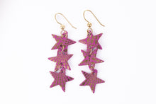 Load image into Gallery viewer, Starburst Magenta Star Earrings
