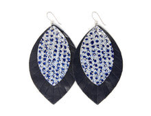 Load image into Gallery viewer, Blue Pearl with Navy Layered Earrings
