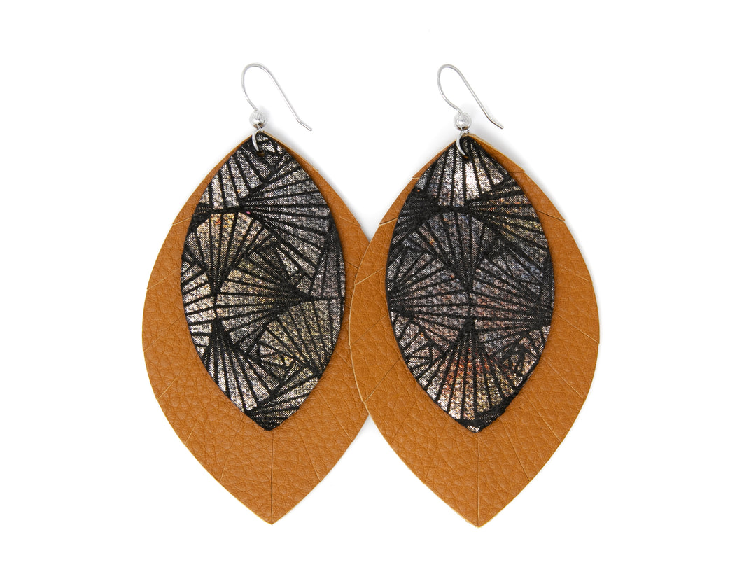 Fanfare Black with Brown Layered Earrings