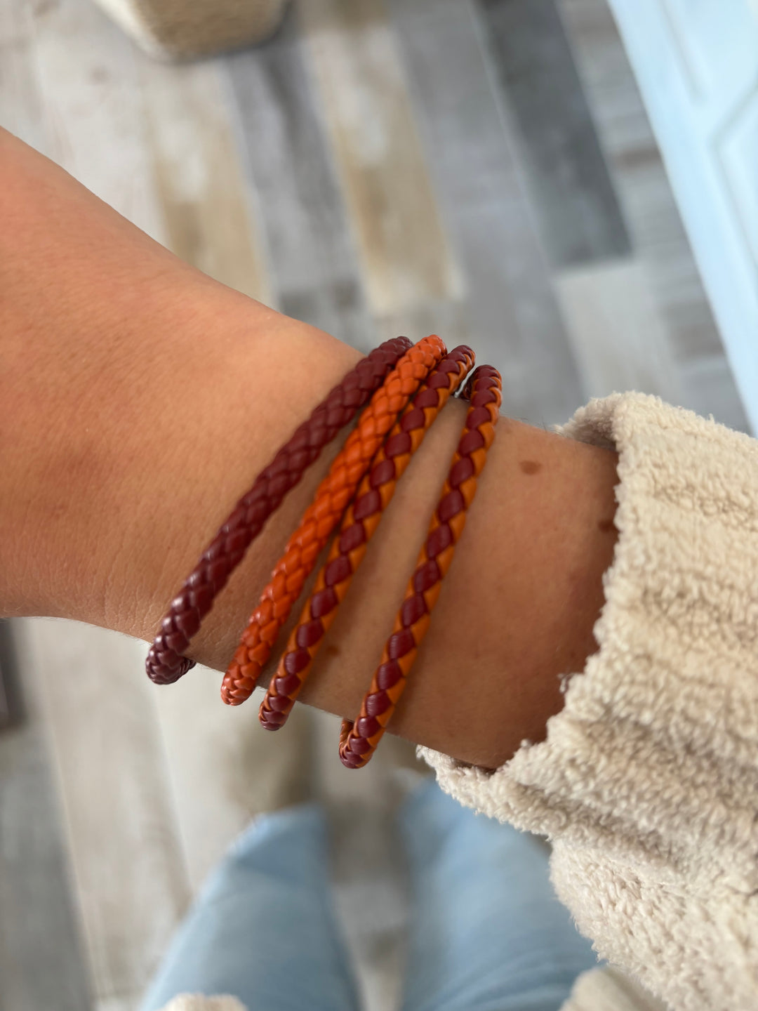 Braided Bracelet - Deep Red + Orange