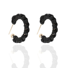 Load image into Gallery viewer, Black PETITE Braided Hoop Earrings
