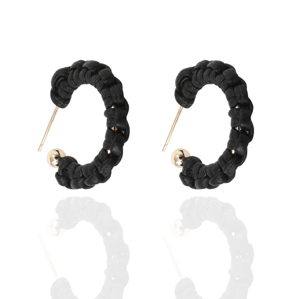 Black PETITE Braided Hoop Earrings