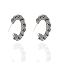 Load image into Gallery viewer, Pewter &amp; Silver PETITE Braided Hoop Earrings
