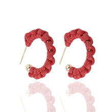 Load image into Gallery viewer, Red PETITE Braided Hoop Earrings
