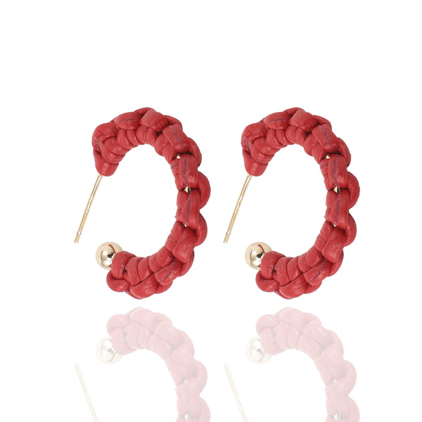 Red PETITE Braided Hoop Earrings