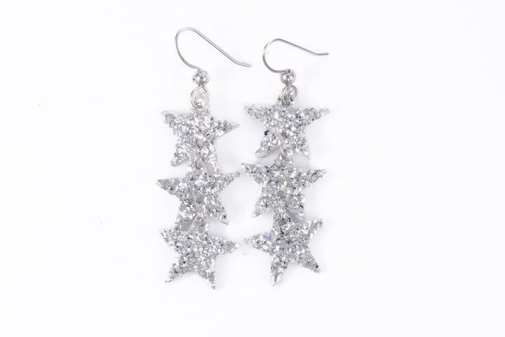 Sparkle in Silver Star Earrings