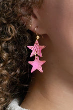 Load image into Gallery viewer, Starburst Magenta Star Earrings
