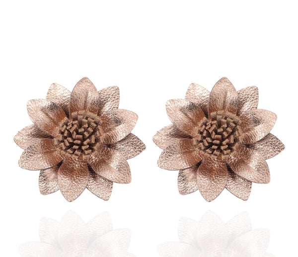 Copper Floral Stud Earrings