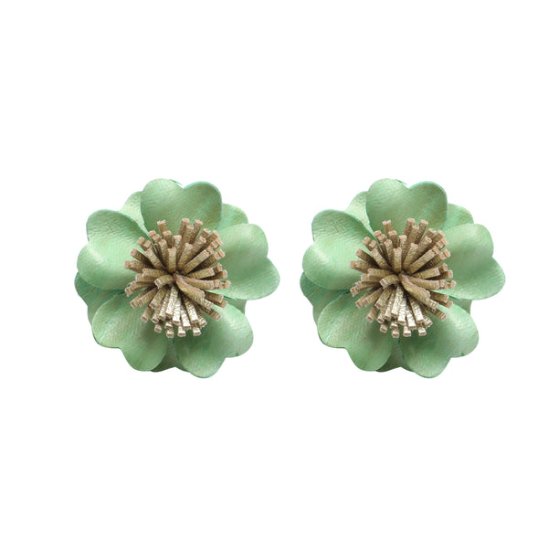 Mint Floral Stud Earrings