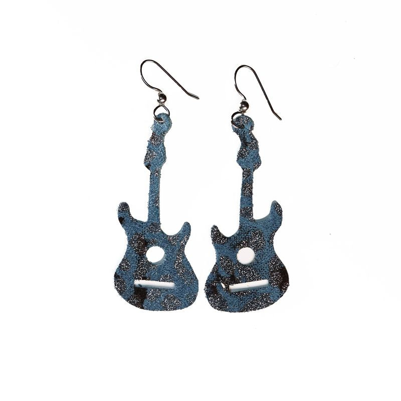 Blue Moon Guitar Earrings