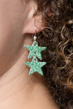 Load image into Gallery viewer, Green Shimmer Star Earrings
