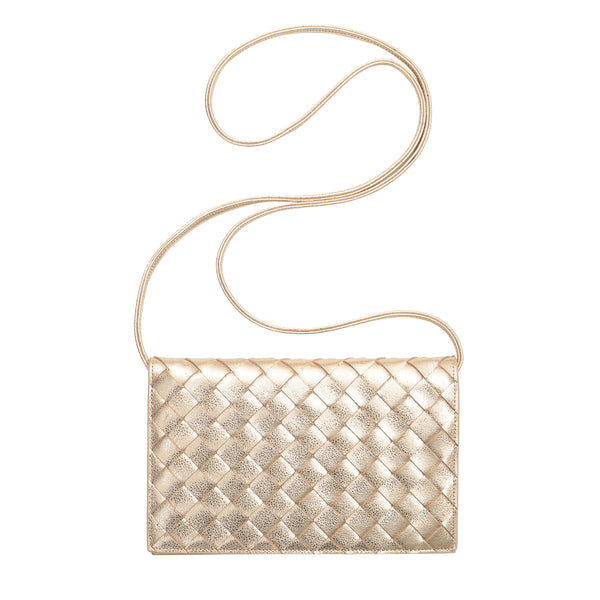 Sibby Crossbody Clutch in Gold Leather