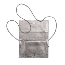 Load image into Gallery viewer, Sibby Crossbody Clutch in Silver and Pewter Leather
