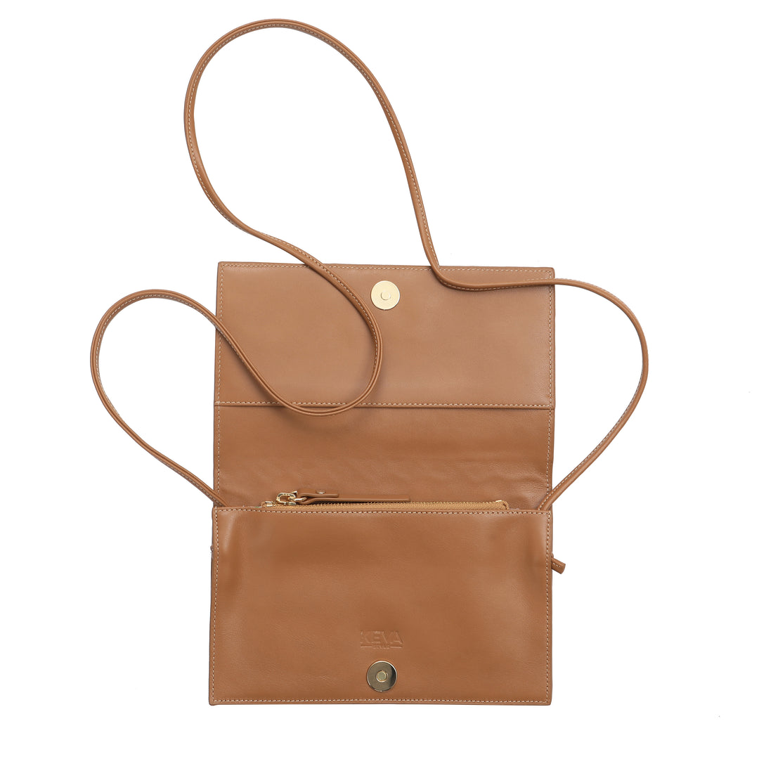 Sibby Crossbody Clutch in Brown Leather