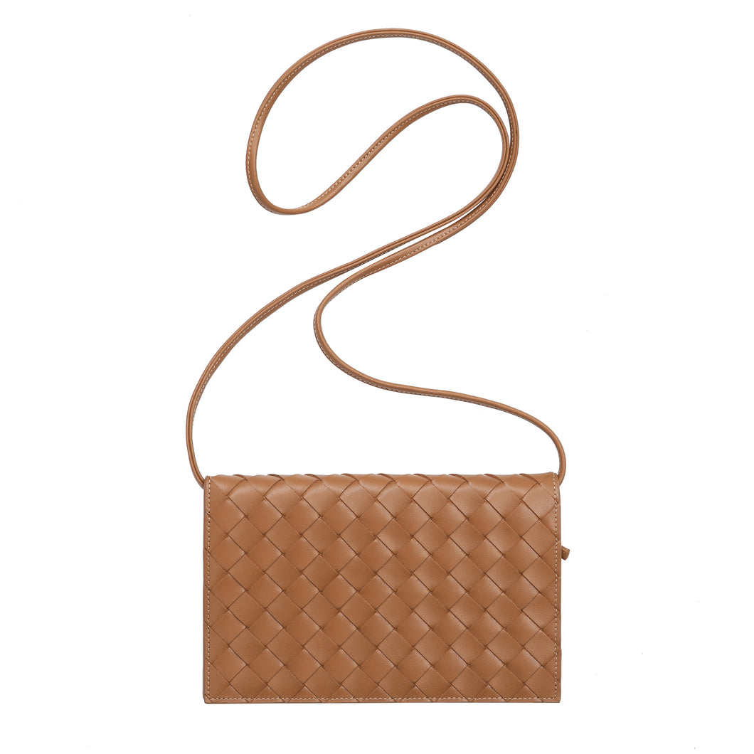 Sibby Crossbody Clutch in Brown Leather