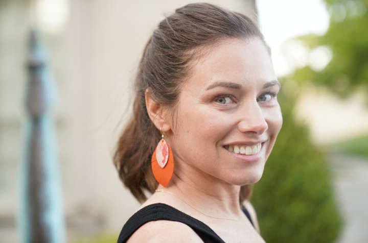 Sunset With Orange Layered Leather Earrings