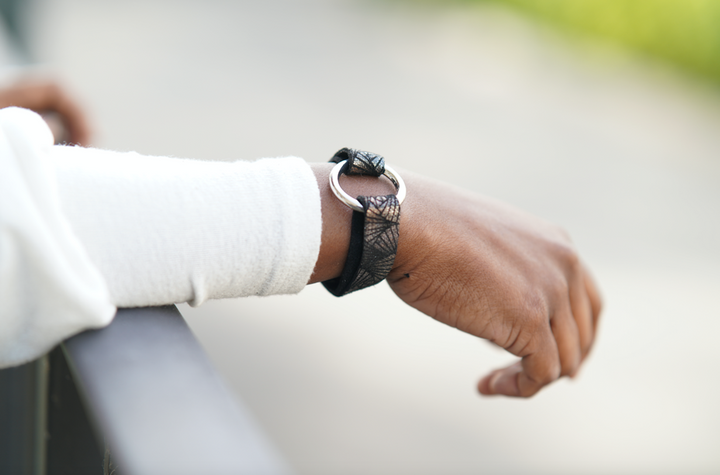 Fanfare Black Leather Bracelet