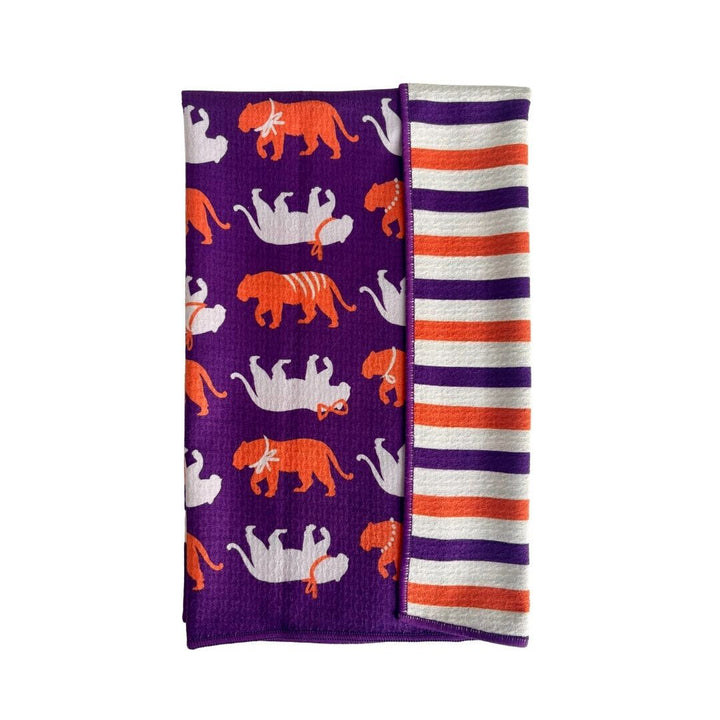 Spirit Tiger in Purple Double-Sided Tea Towel