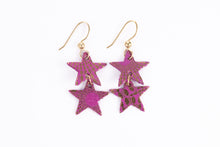 Load image into Gallery viewer, Starburst Magenta Star Earrings
