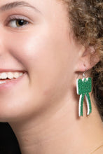 Load image into Gallery viewer, Green Shimmer Ribbon Earrings
