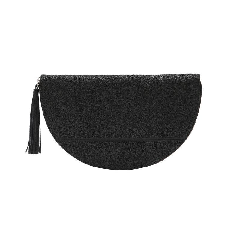 Black Pebbles Half Moon Clutch