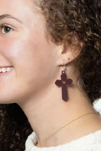 Load image into Gallery viewer, Mocha Cross Earrings
