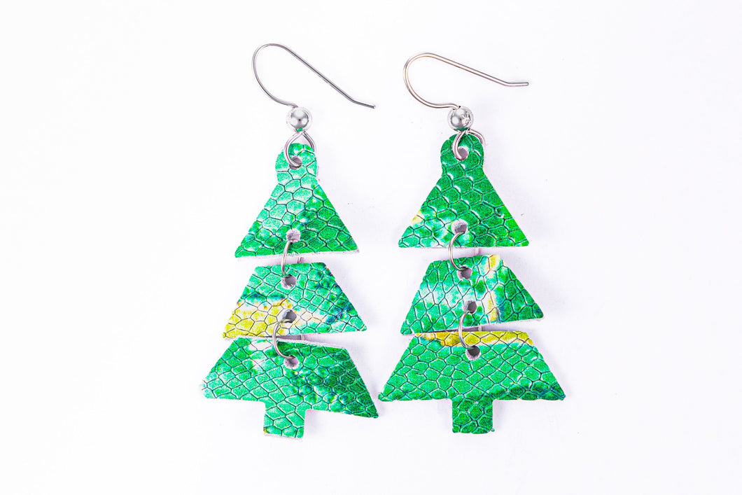 Jade Christmas Tree Earrings