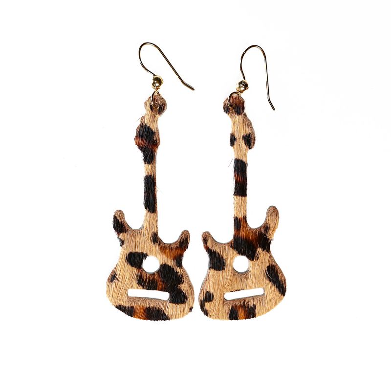 Leopard Guitar Earrings