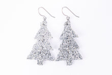 Load image into Gallery viewer, Sparkle in Silver Christmas Tree Earrings
