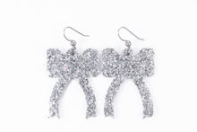 Load image into Gallery viewer, Sparkle in Silver Ribbon Earrings
