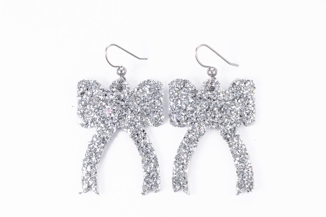 Sparkle in Silver Ribbon Earrings