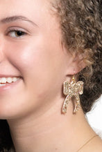 Load image into Gallery viewer, Sparkle in Gold Ribbon Earrings
