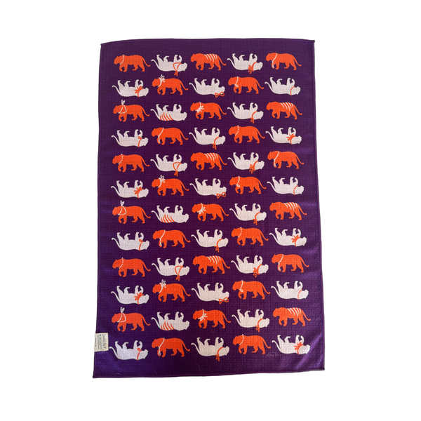 Spirit Tiger in Purple Double-Sided Tea Towel