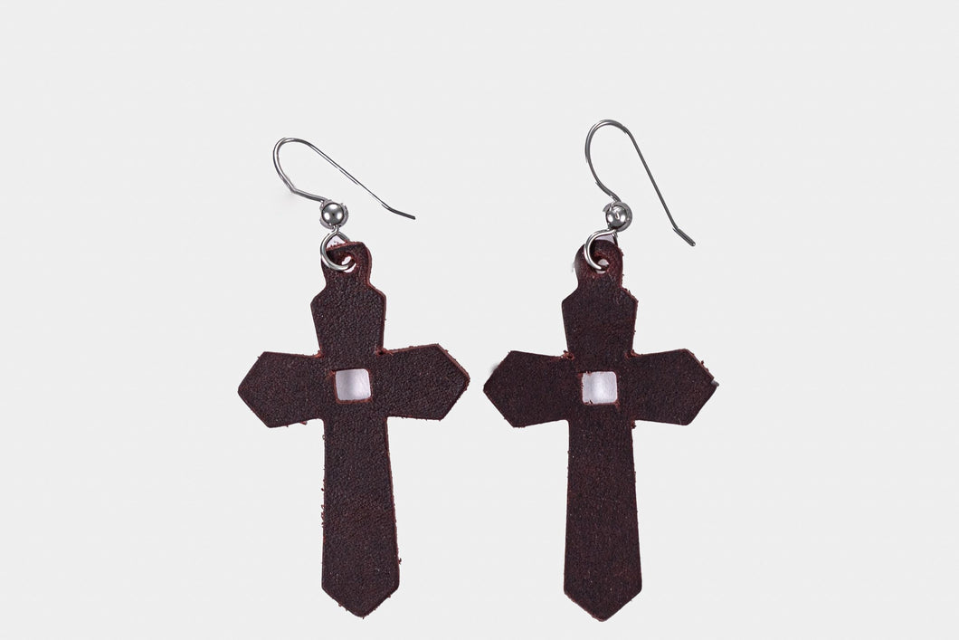 Mocha Cross Earrings