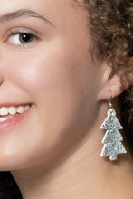 Load image into Gallery viewer, Sparkle in Silver Christmas Tree Earrings
