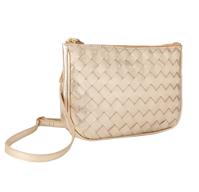Kira Crossbody in Gold Leather