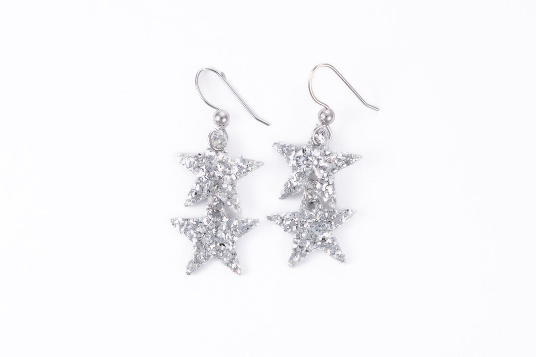 Sparkle in Silver Star Earrings