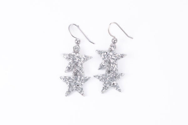 Sparkle in Silver Star Earrings