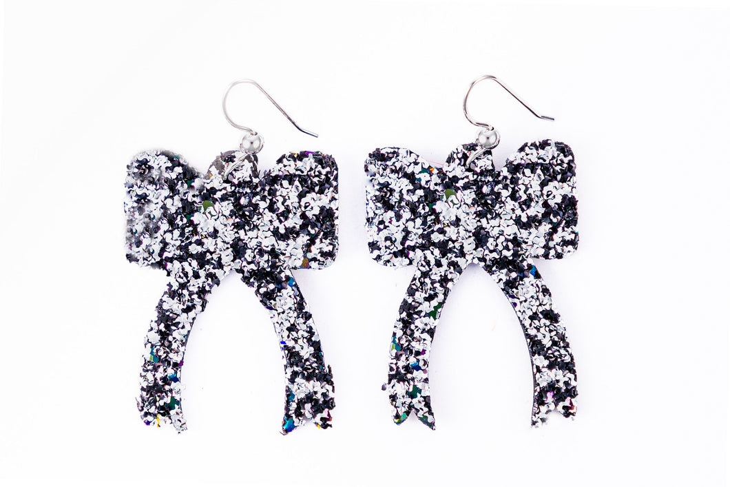 Sparkle in Black Ribbon Earrings